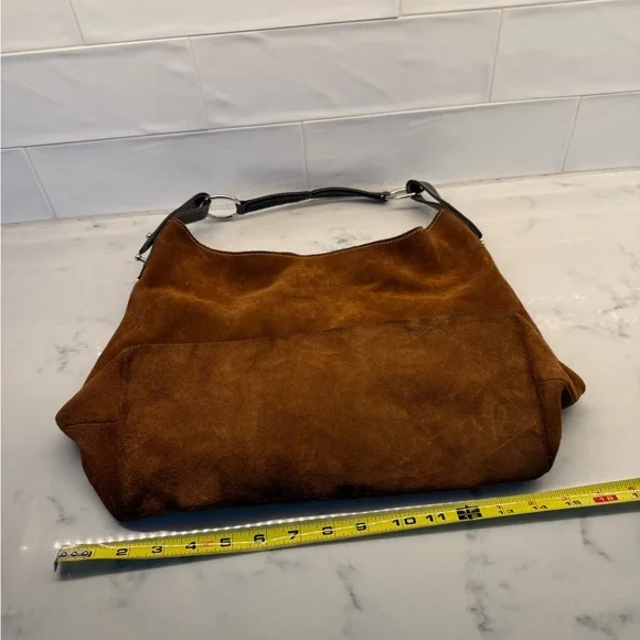 Classic Suede Hobo Bag in Chestnut Brown - Picture 2 of 6